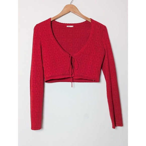 HOUSE OF CB Perla Cherry Pointelle Knit Top + Abigail Capri Trouser Red Set - Picture 9 of 16
